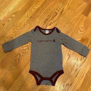 Carhartt Charcoal and Burgundy Kids onesie